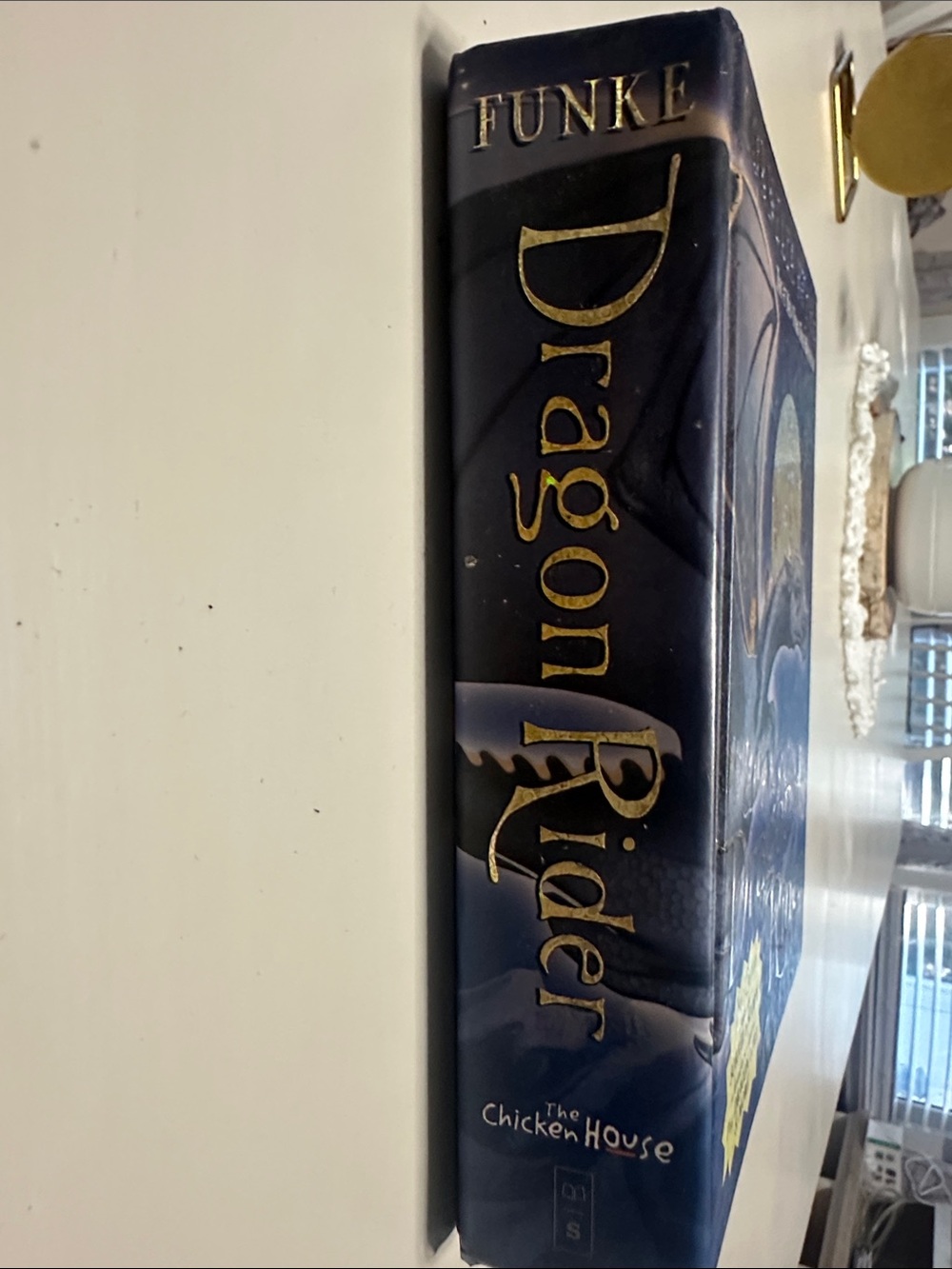 Dragon Rider Wall Art Plaque in Navy Blue and Gold -